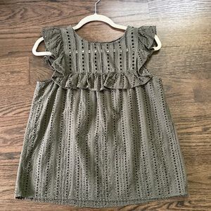 Olive green eyelet top